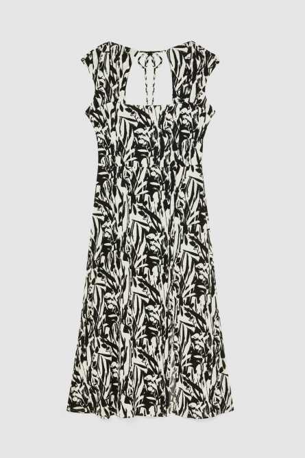 Patterned jersey midi dress, Black, White, Patrizia Pepe