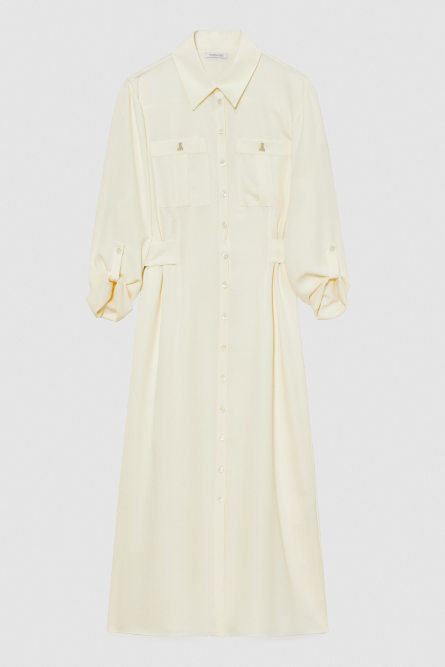 Long-sleeved chemisier dress, White, Patrizia Pepe