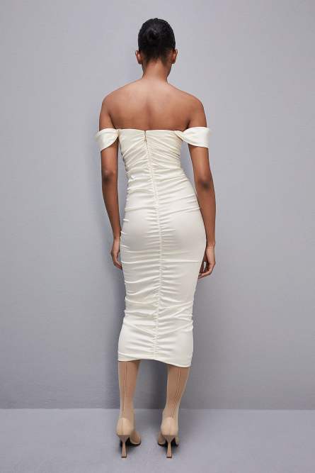 Hand-embroidered dress in certified viscose, White, Patrizia Pepe