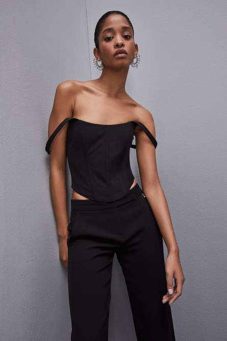Top bustier, Nero, Patrizia Pepe
