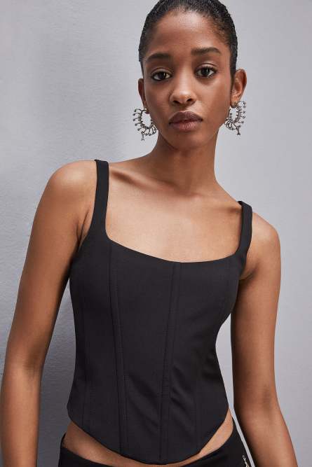 Top bustier, Nero, Patrizia Pepe