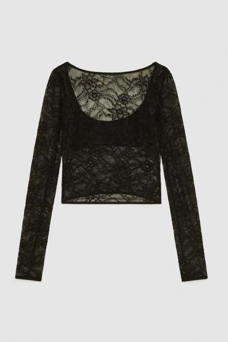 Long-sleeved lace sweater, Black, Patrizia Pepe
