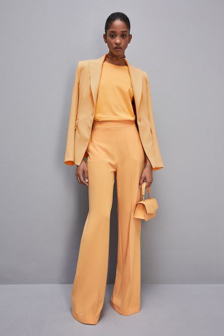 Short-sleeved t-shirt with logo in organic cotton, Orange, Patrizia Pepe