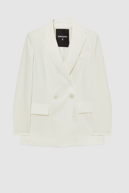 Men&apos;s cut double-breasted jacket, White, Patrizia Pepe