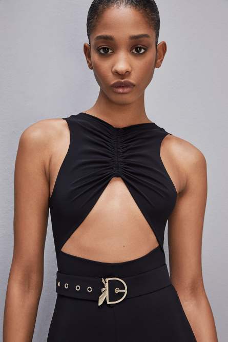 Tuta in jersey tecnico elasticizzato ESSENTIAL, Nero, Patrizia Pepe