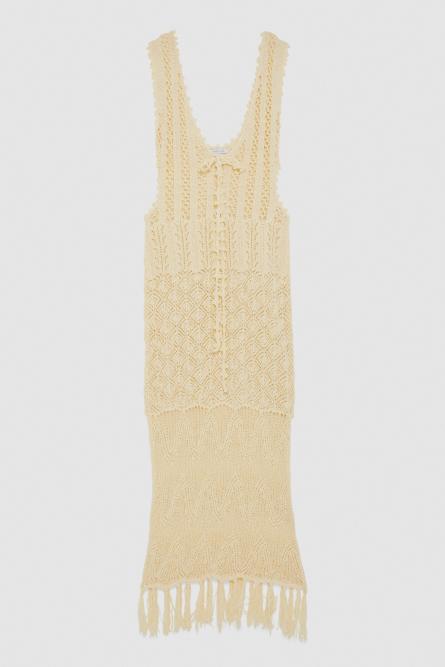 Crochet-effect dress made of recycled nylon, White, Patrizia Pepe