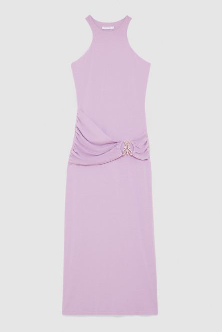 Slim dress in jersey with Fly rhinestones, Purple, Patrizia Pepe