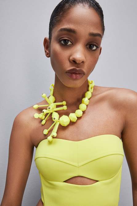 Necklace with Techno Pop Fly appliqu&eacute;, Yellow, Patrizia Pepe