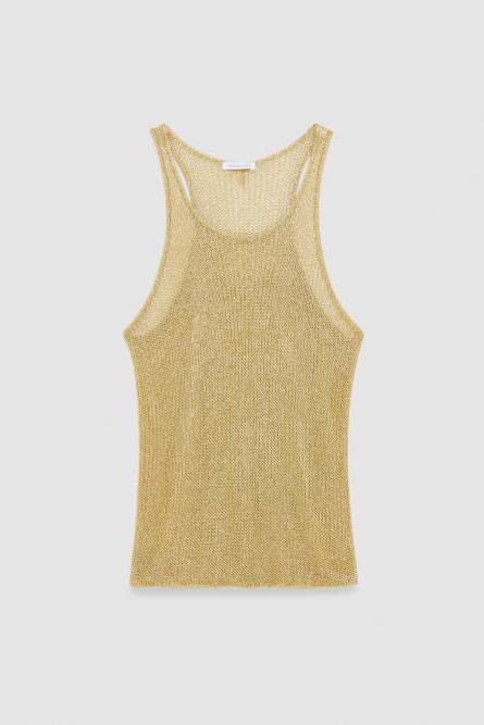 Mesh top with metal effect, Gold, Patrizia Pepe