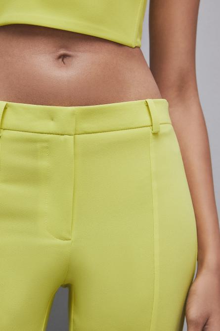 Slim cigarette pants in sabl&egrave; crepe fabric, Yellow, Patrizia Pepe