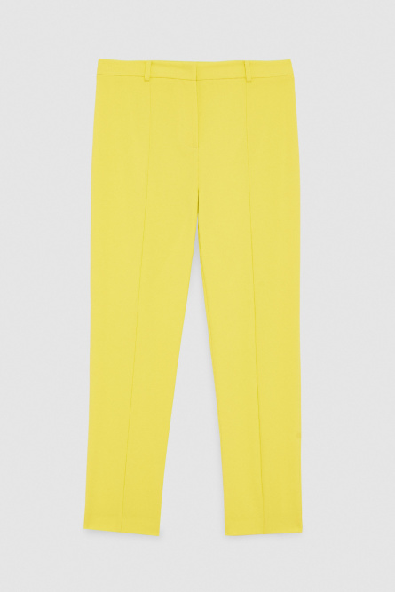 Slim cigarette pants in sabl&egrave; crepe fabric, Yellow, Patrizia Pepe