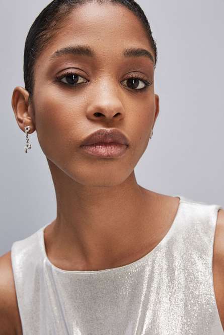 Brass and glass earrings, Silver, Patrizia Pepe