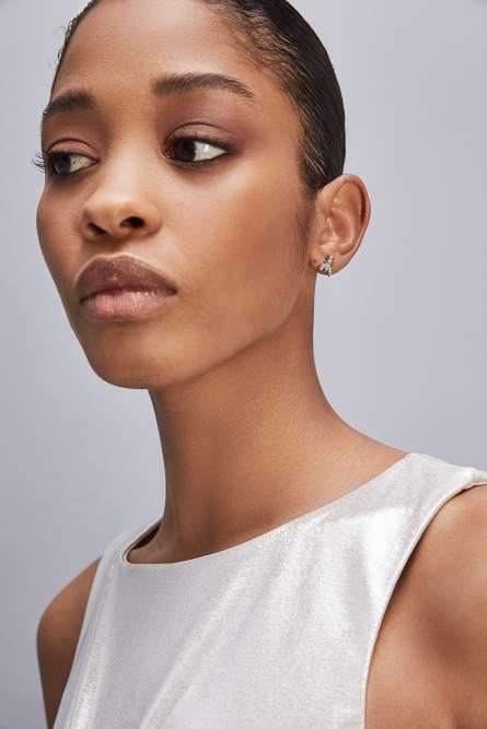 Brass and glass earrings, Silver, Patrizia Pepe