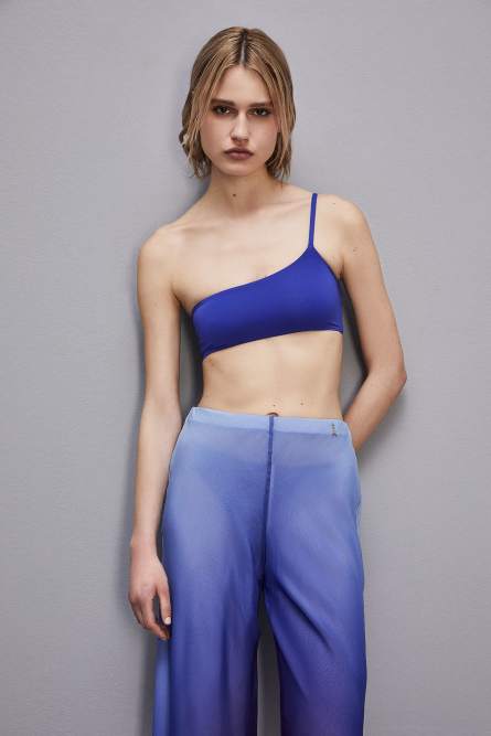 One-shoulder bikini top, Blue, Patrizia Pepe