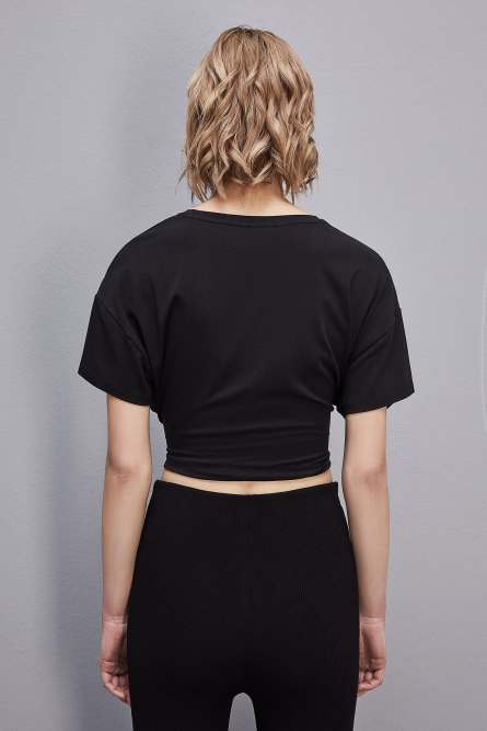 Short sleeve shirt with new rhinestone Fly, Black, Patrizia Pepe