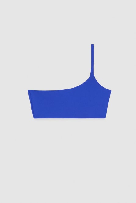 One-shoulder bikini top, Blue, Patrizia Pepe
