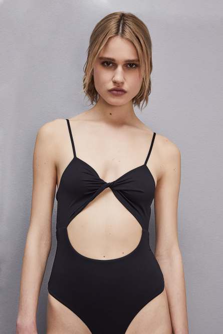 One piece swimsuit in technical jersey, Black, Patrizia Pepe