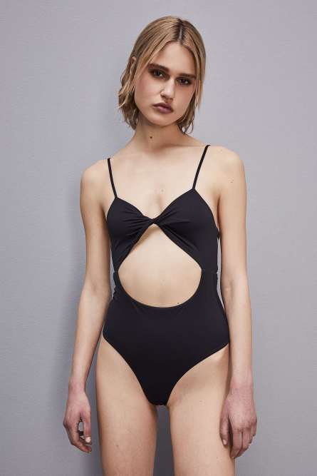 One piece swimsuit in technical jersey, Black, Patrizia Pepe