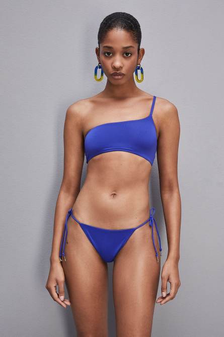 Low rise swimsuit briefs in technical jersey, Blue, Patrizia Pepe