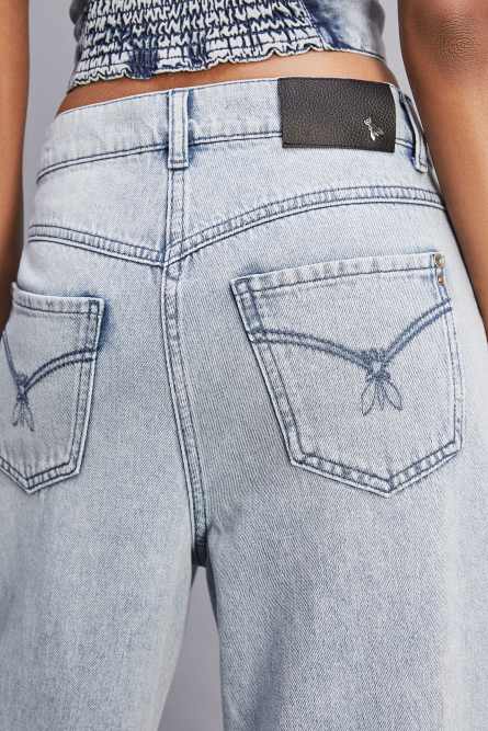 Jean oversize à taille basse en tissu denim, Bleu Ciel, Patrizia Pepe