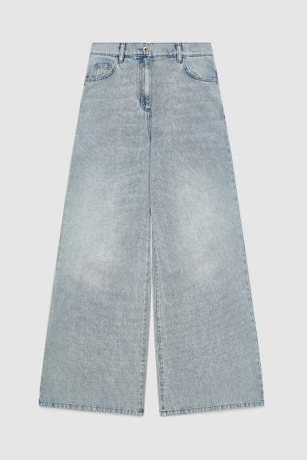 Jean oversize à taille basse en tissu denim, Bleu Ciel, Patrizia Pepe