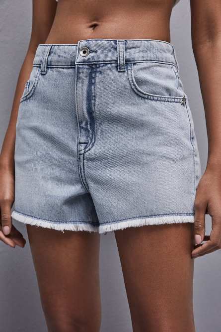 Frayed denim shorts, Light Blue, Patrizia Pepe