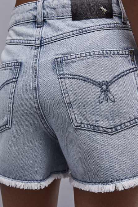 Frayed denim shorts, Light Blue, Patrizia Pepe