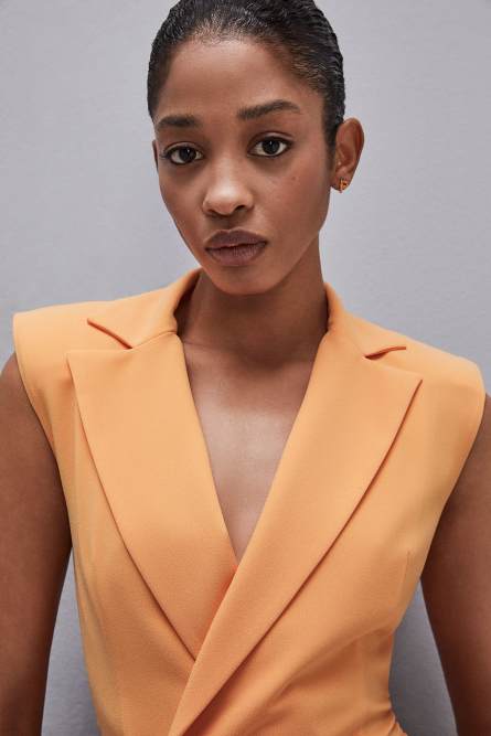 Robe blazer en crêpe sablé, Orange, Patrizia Pepe
