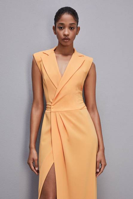 Robe blazer en crêpe sablé, Orange, Patrizia Pepe