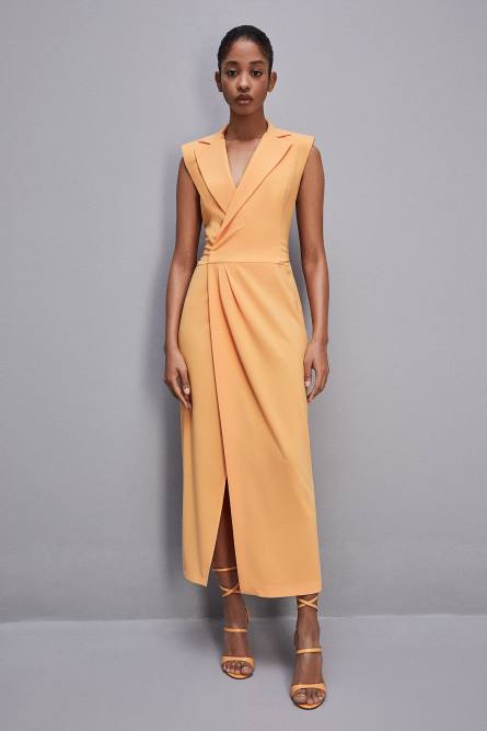 Robe blazer en crêpe sablé, Orange, Patrizia Pepe