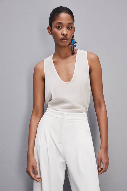 Silk crepe de chine shirt, White, Patrizia Pepe