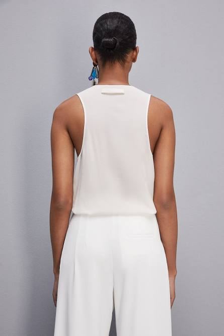Silk crepe de chine shirt, White, Patrizia Pepe
