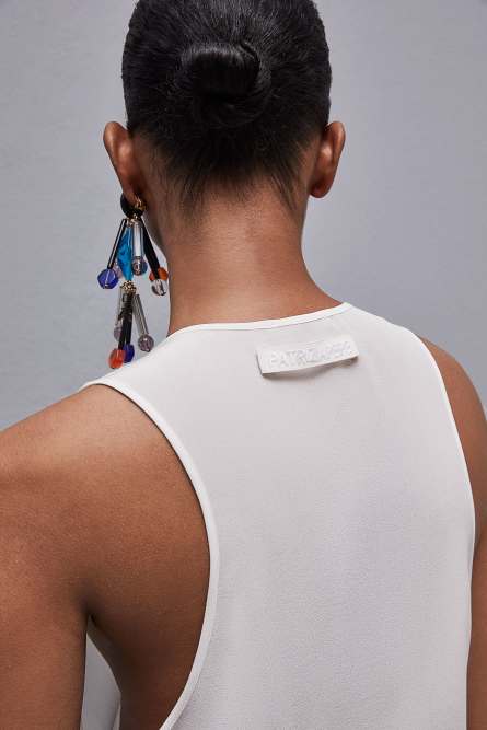 Silk crepe de chine shirt, White, Patrizia Pepe