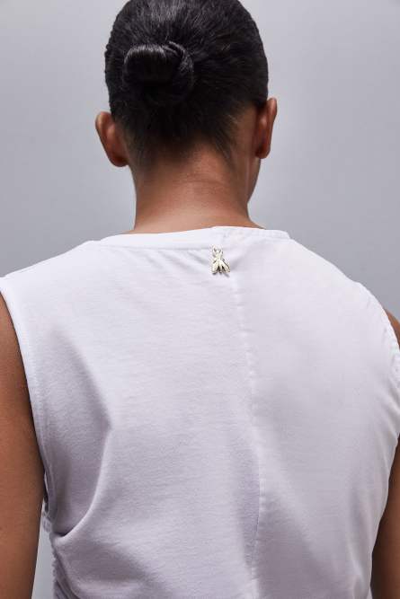 T-shirt senza maniche con coulisse, Bianco, Patrizia Pepe