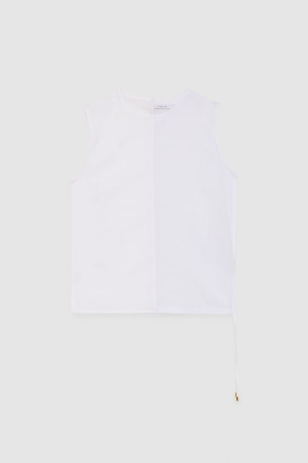 T-shirt senza maniche con coulisse, Bianco, Patrizia Pepe