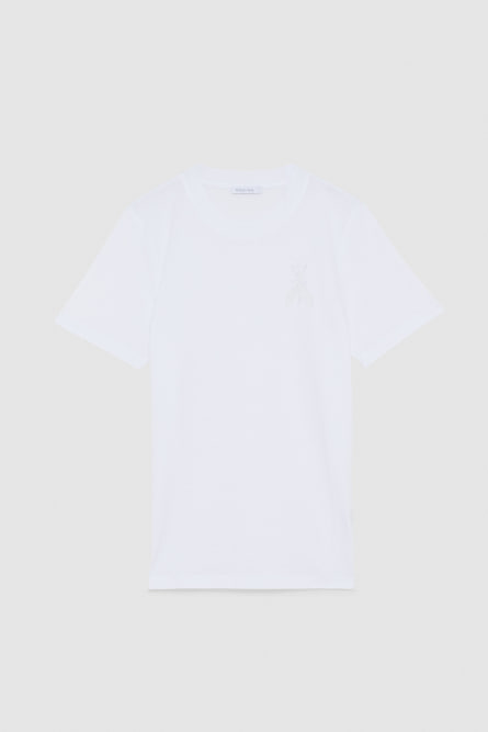 T-shirt maniche corte patch Fly in cotone, Bianco, Patrizia Pepe