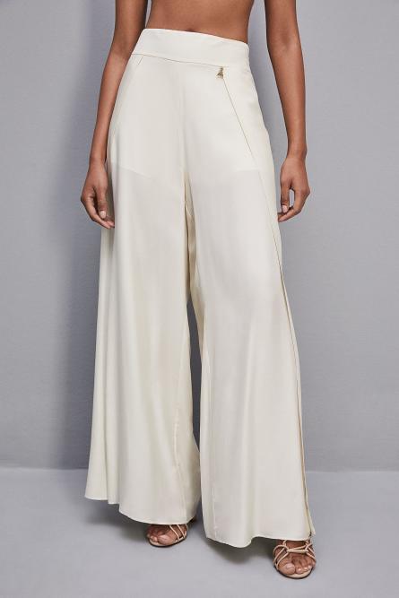 Smock stitch palazzo pants, White, Patrizia Pepe
