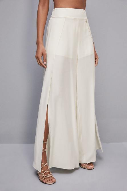 Smock stitch palazzo pants, White, Patrizia Pepe