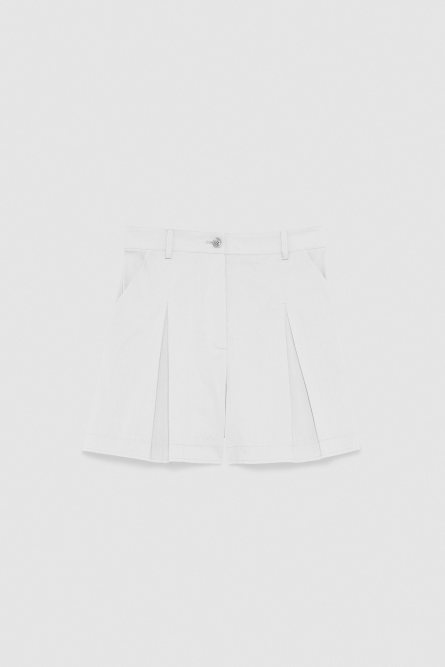 Shorts in stretch cotton blend poplin, White, Patrizia Pepe
