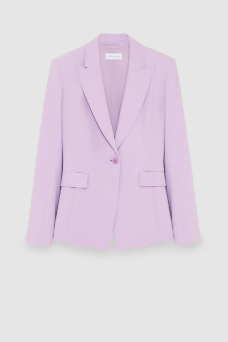 One-button jacket in sablè crepe fabric, Purple, Patrizia Pepe