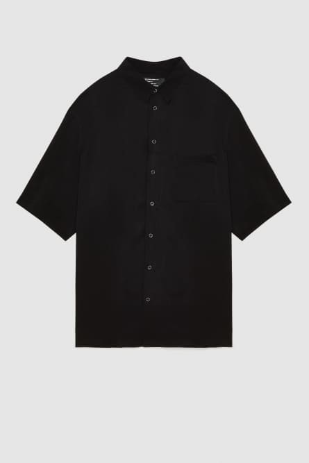 Short sleeve shirt in viscose twill, Black, Patrizia Pepe