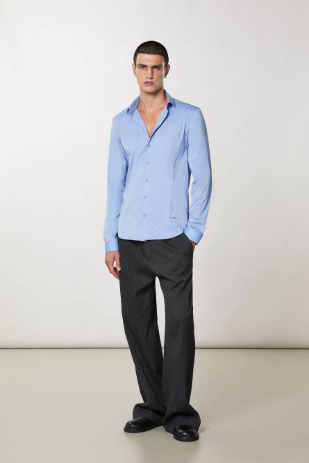 Cotton poplin regular shirt, Light Blue, Patrizia Pepe