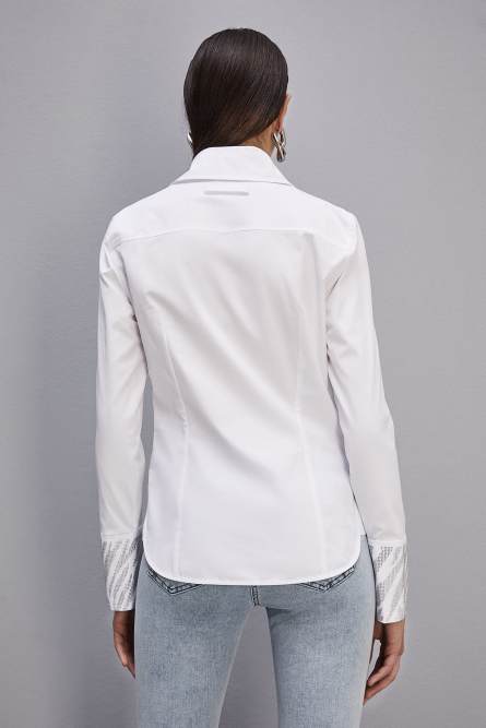 Cotton shirt with rhinestones, White, Patrizia Pepe