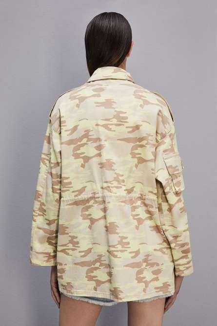 Oversize&apos;owa kurtka camouflage, Wzór Moro, Biały, Patrizia Pepe
