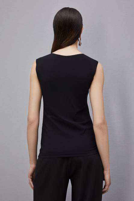Top canotta in jersey stretch, Nero, Patrizia Pepe