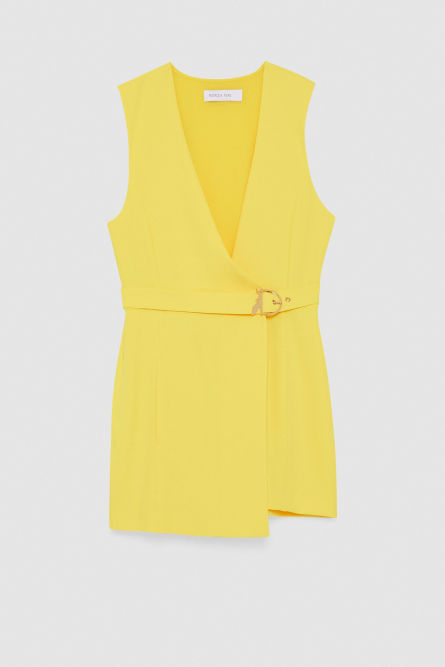 Sleeveless jumpsuit in fluid twill, Yellow, Patrizia Pepe
