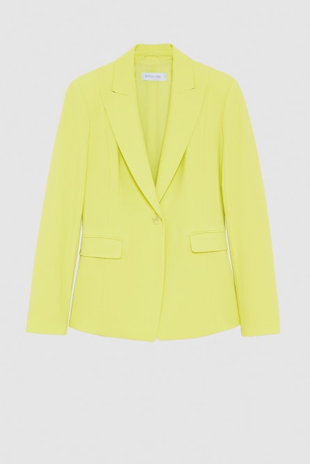 Einknopf-Blazer aus Sabl&eacute;-Cr&ecirc;pe, Gelb, Patrizia Pepe