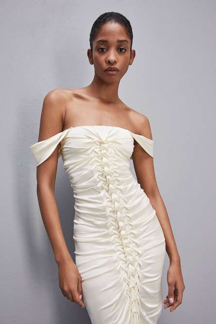 Hand-embroidered dress in certified viscose, White, Patrizia Pepe