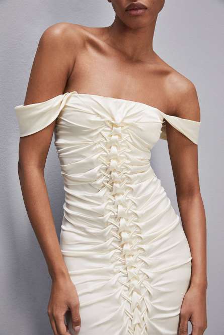 Hand-embroidered dress in certified viscose, White, Patrizia Pepe