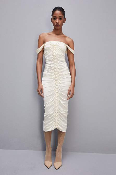 Hand-embroidered dress in certified viscose, White, Patrizia Pepe